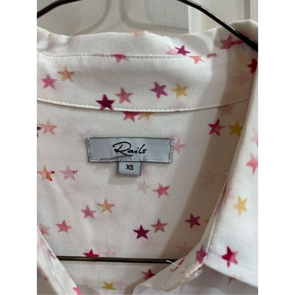 Rails 100% silk button down women’s shirt star print - Picture 2 of 8